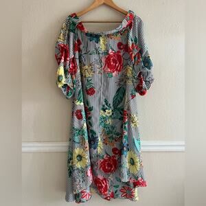 Gracia‎ striped floral off shoulder dress size Large Boho Feminine Casual